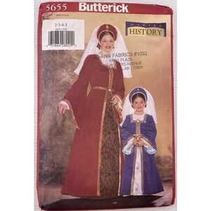 Medieval Renaissance Dress Costume Toddler‎ 2 3 4 5 Butterick 5655 Uncut Pattern